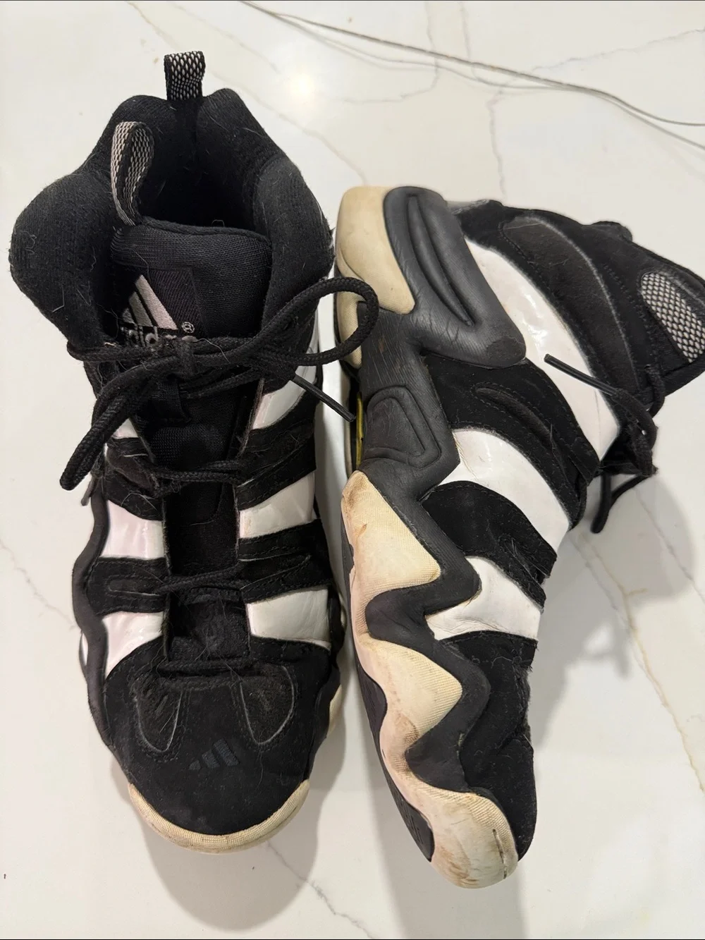 adidas Men’s Kobes Crazy 8 Black and White High-Top Athletic Sneakers
